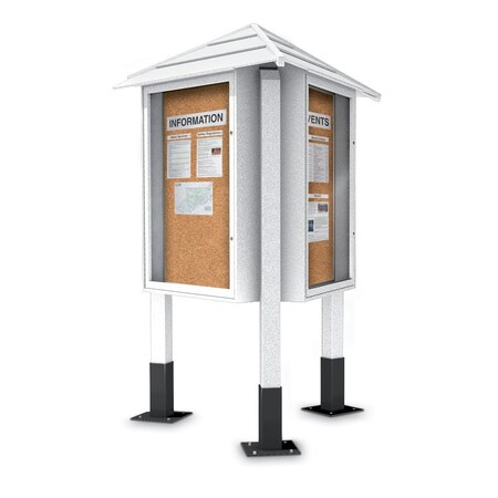 United Visual Products Sliding Door Indoor Enclosed Corkboard, 7 UV9027ACSH-GOLD-APRICOT